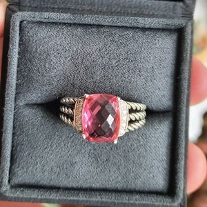 David Yurman Pink tourmaline & Diamond RIng